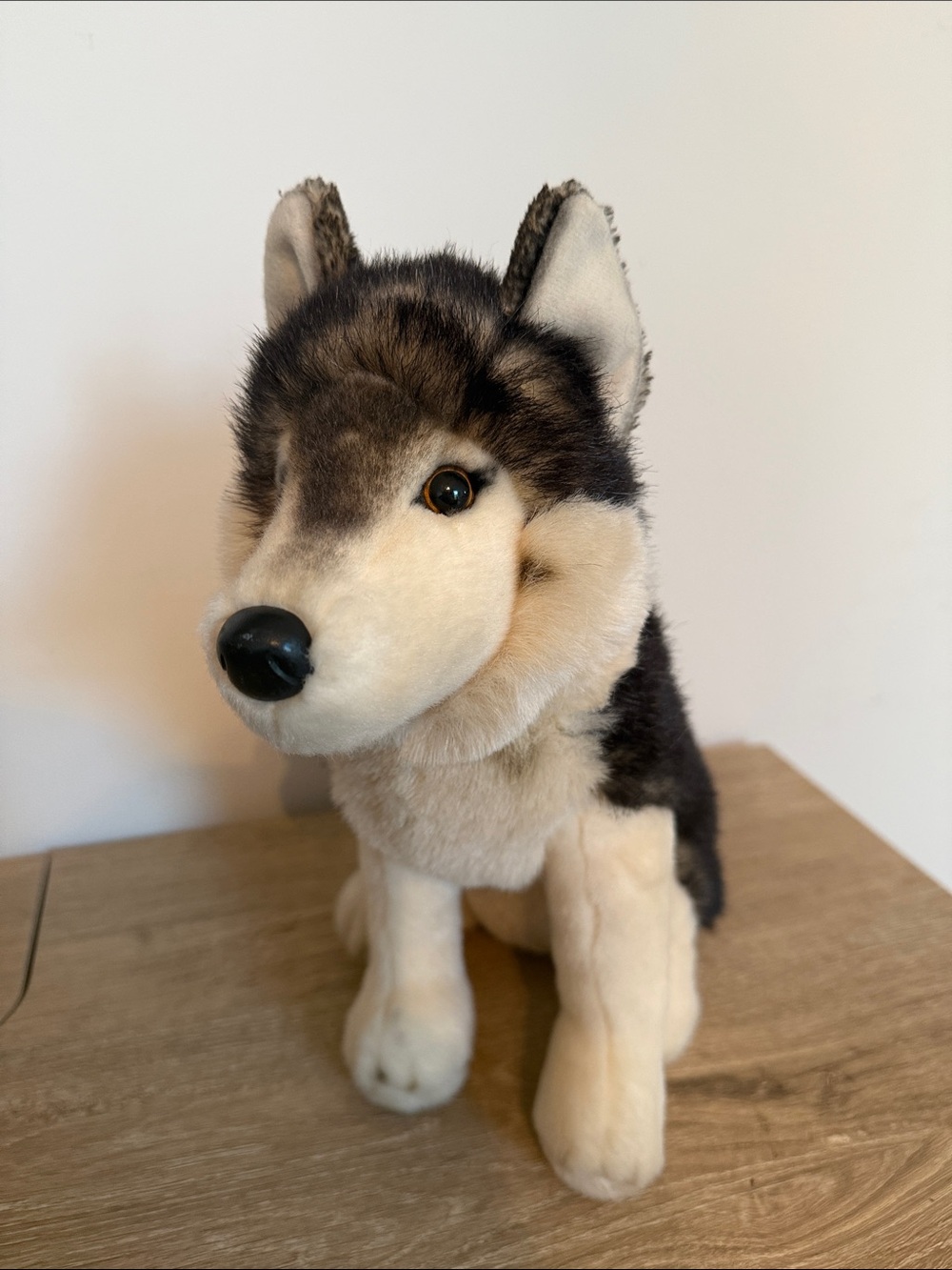 Plush Husky Dog Toy - Black & Cream Soft Pet Plush